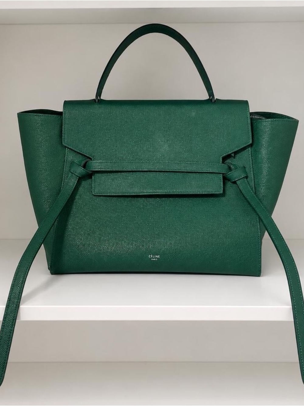 Green celine belt bag forest